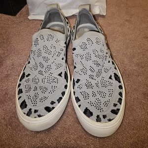 Bernie Mev Gray and Black Sparkly Slip On Sneakets. Super Cute!